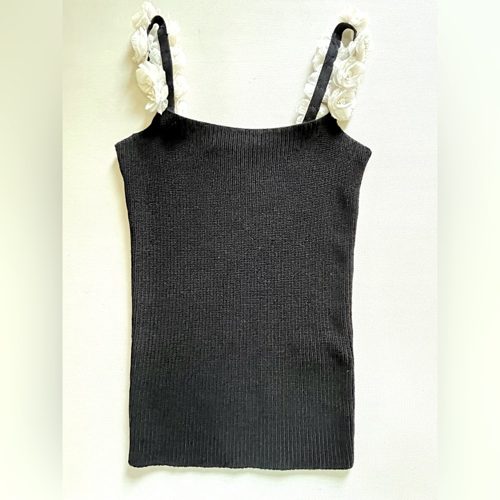 Zara  Ribbed Knit Tank Top with flowers